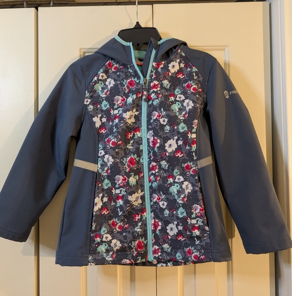 Free Country Girls Windshear Soft Shell Lined Jacket-  Teal Green And Gray - Picture 1 of 5